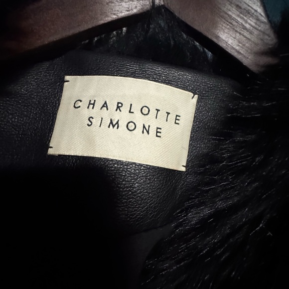 Charlotte Simone Vivienne Jacket Excellent Condition Black Faux Fur Trim RARE Sm - Picture 9 of 9